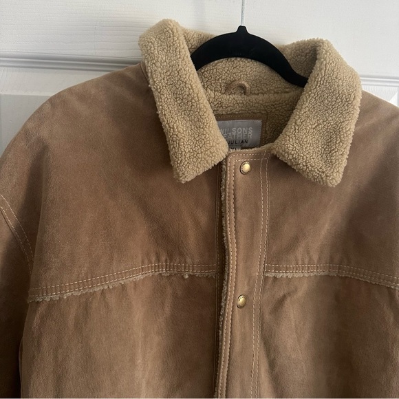 Size XL Wilsons Leather M.JULIAN Tan Suede Leather Sherpa Lined Jacket Coat - Picture 2 of 5
